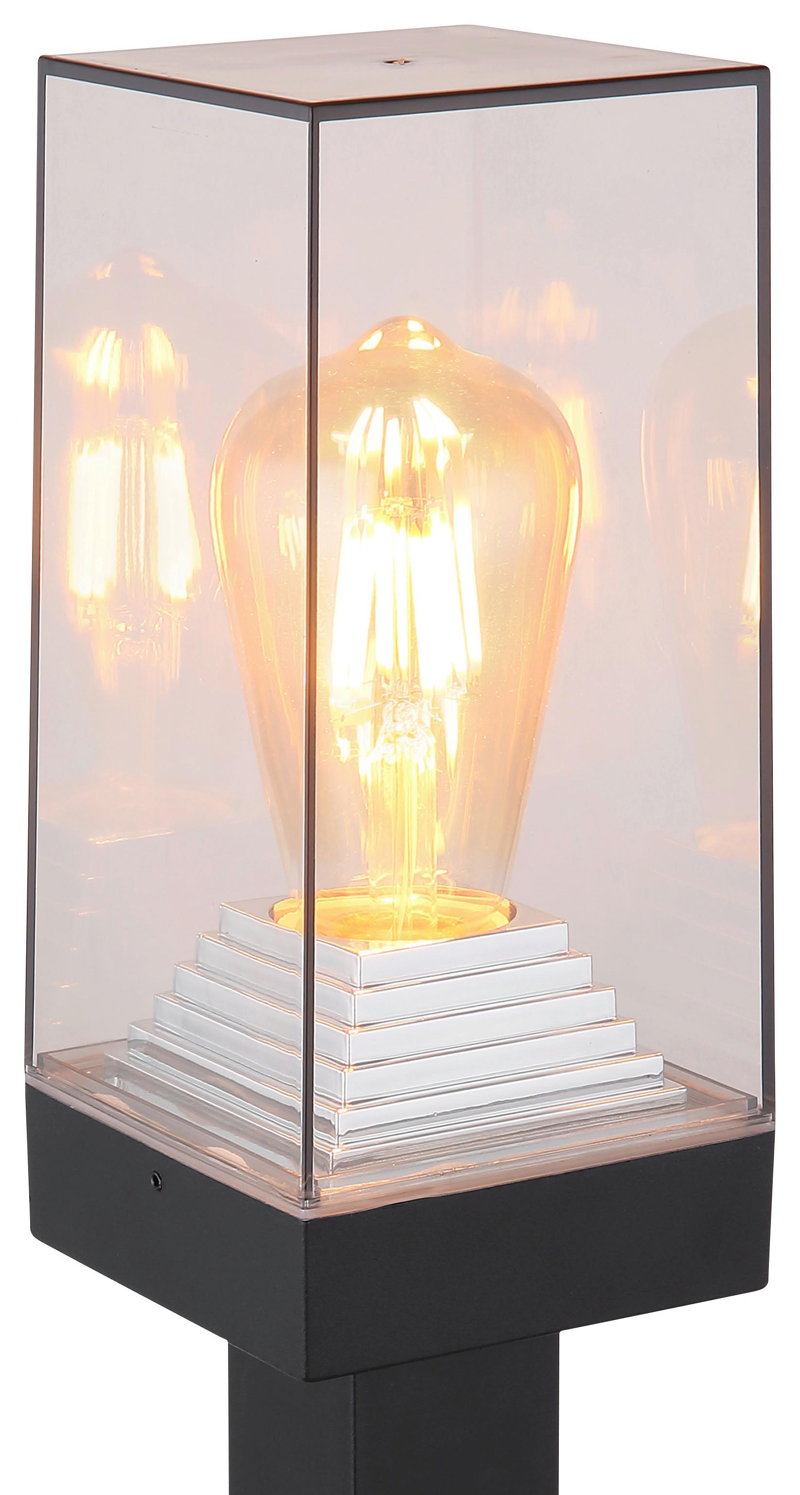 Außenleuchte 40 W Aluminium - Klar/Schwarz, Basics, Kunststoff/Metall (10/10/100cm) - Globo