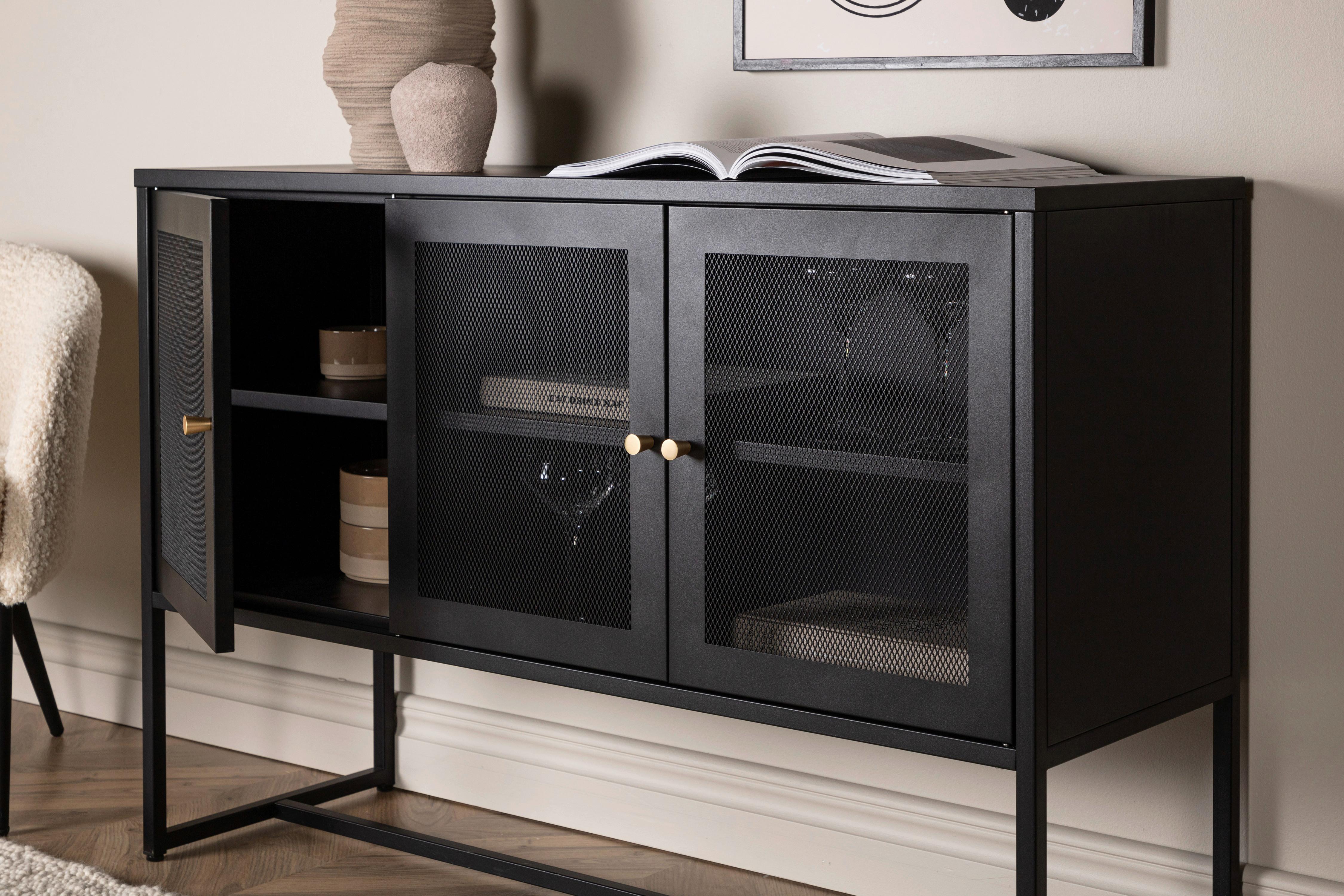 Sideboard Malla - Schwarz, Design, Metall (120/80/40cm) - Livetastic