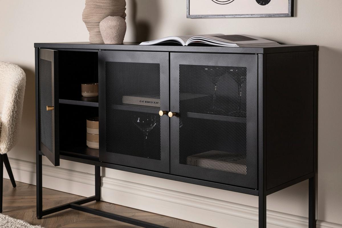 Sideboard Malla - Schwarz, Design, Metall (120/80/40cm) - Livetastic