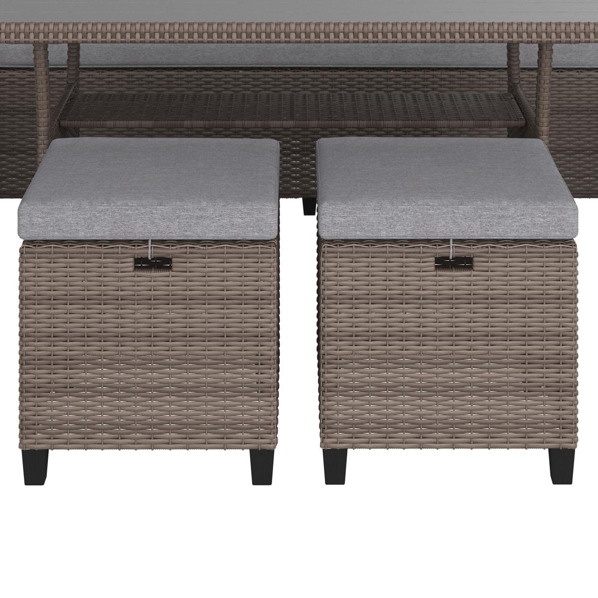 Loungegarnitur 5-Tlg. Porto aus Kunststoff mit Kissen - Grau, MODERN, Kunststoff/Textil (232/175cm) - Beldano