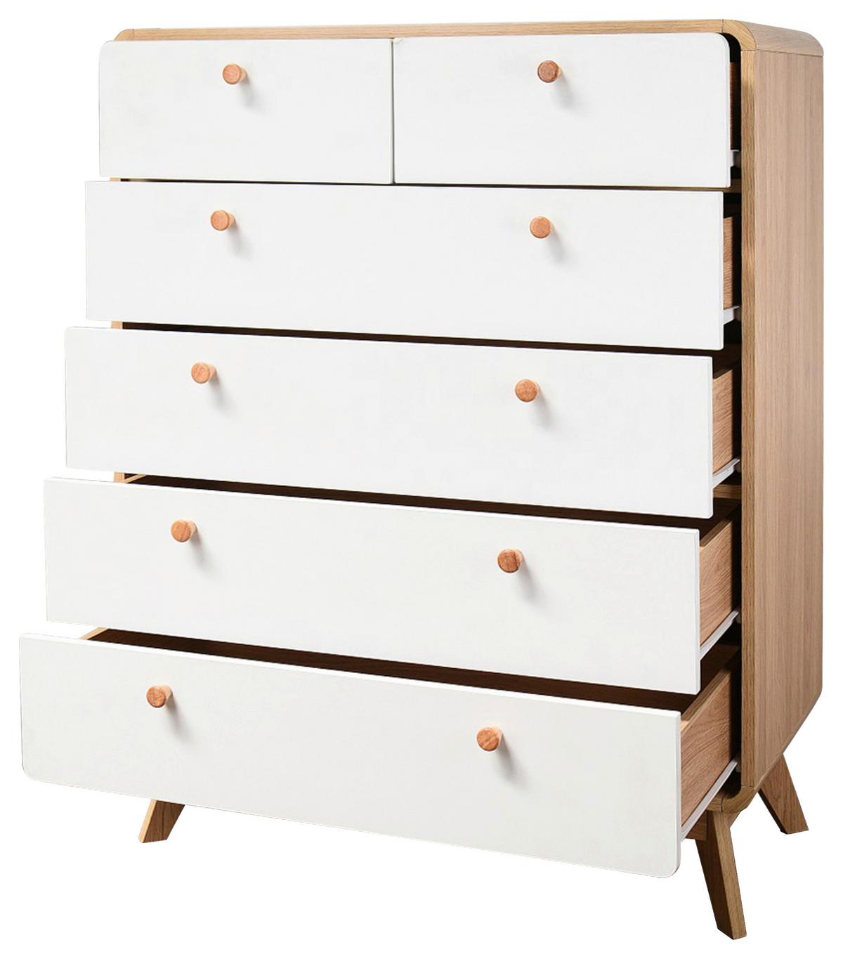 Kommode Cassie Weiß 81 cm - Eichefarben/Weiß, Design, Holzwerkstoff (81/104/39cm) - MID.YOU