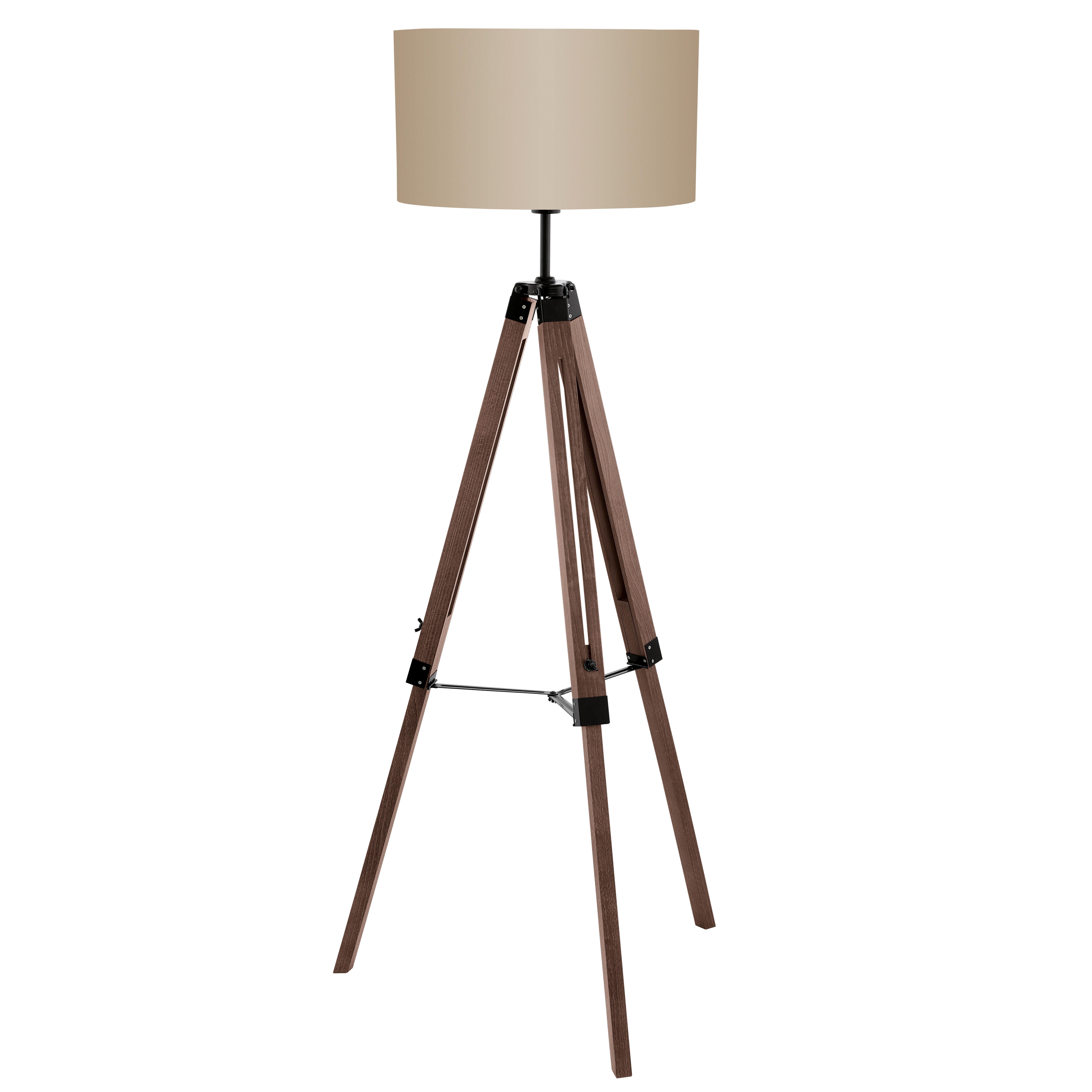 Stehleuchte 94326 (L HAUS B) - Taupe/Nussbaumfarben, Natur, Holz/Textil (70/155cm) - Eglo