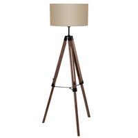 Stehleuchte 94326 (L HAUS B) - Taupe/Nussbaumfarben, Natur, Holz/Textil (70/155cm) - Eglo