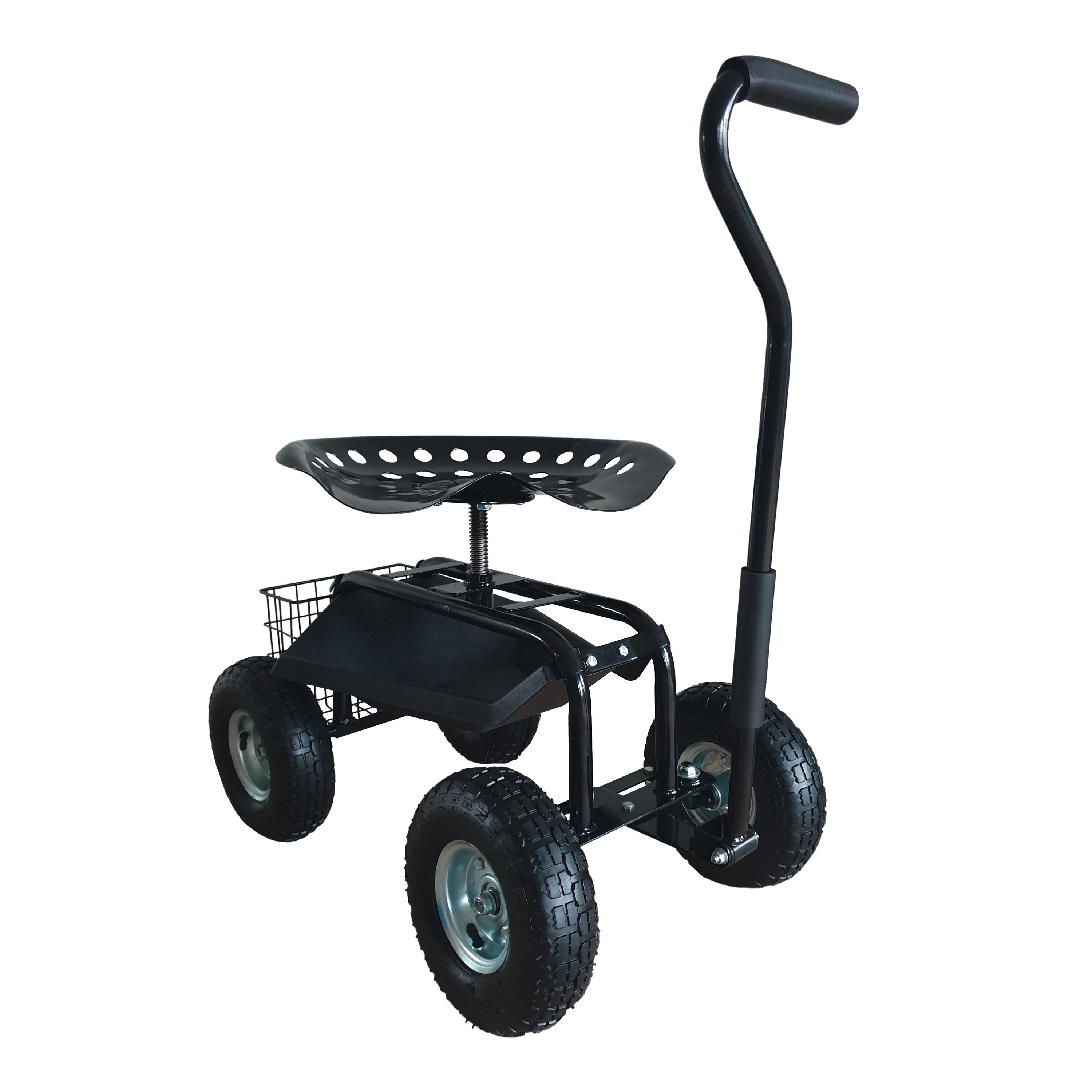 Gartengerätewagen Mit Sitz - Anthrazit, Basics, Kunststoff/Metall (81/45/86cm) - Ambia Garden
