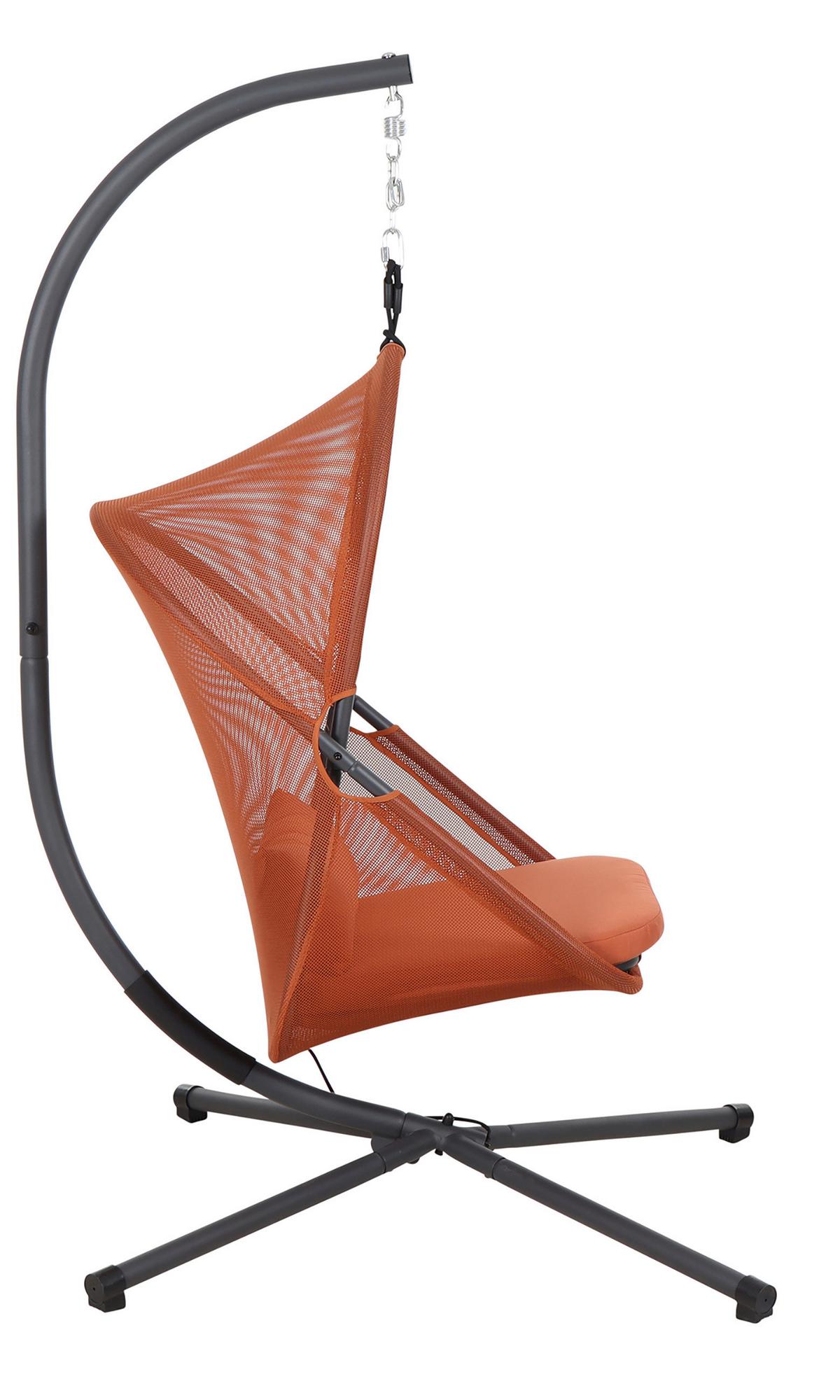 Hängesessel Mit Gestell Mit Sitz- Und Rückenkissen - Anthrazit/Rot, KONVENTIONELL, Kunststoff/Textil (123/192/102cm) - Siena Garden