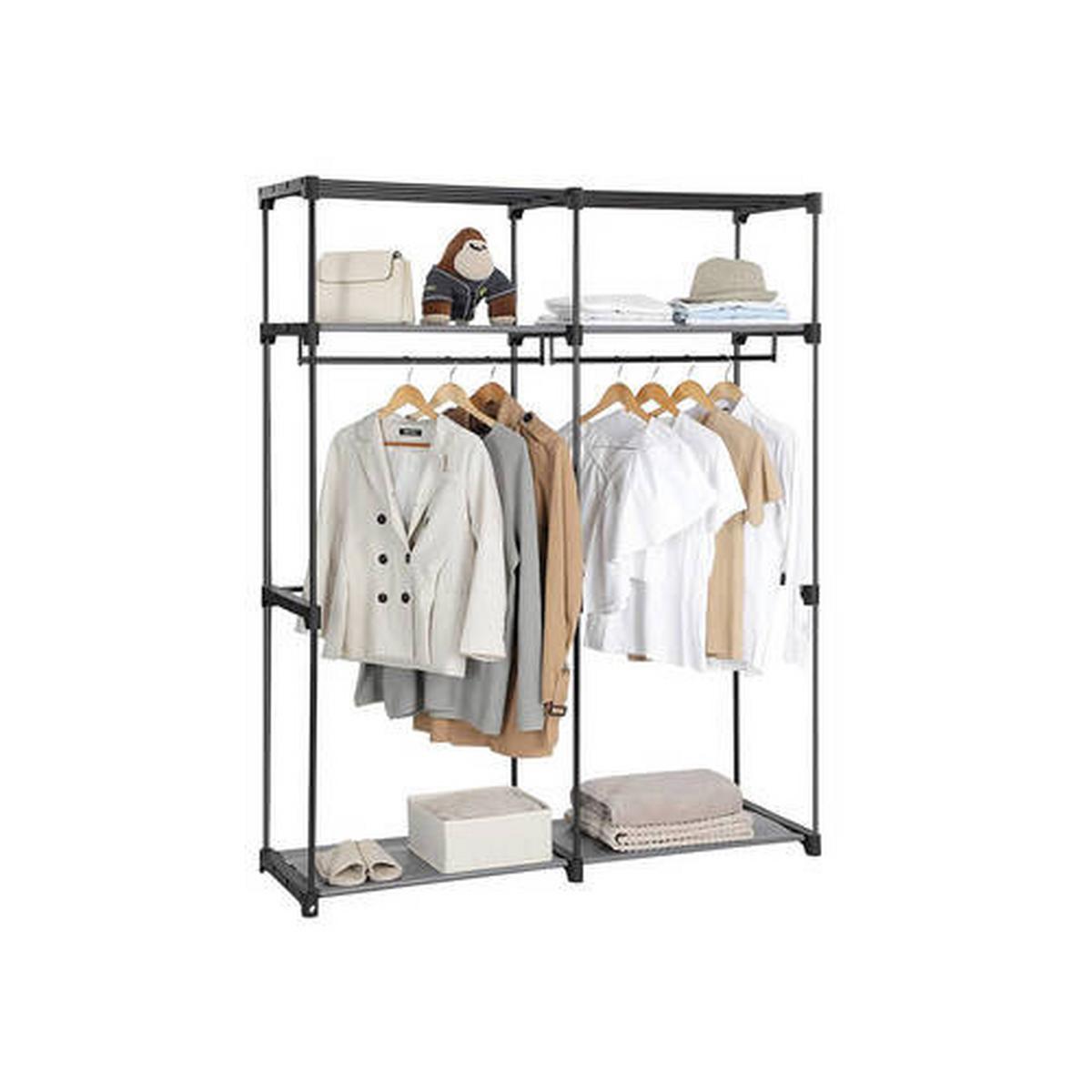 Látková skříň š. 140 cm, šedá - šedá, Trend, kov/textil (140/174/43cm) - Boxxx