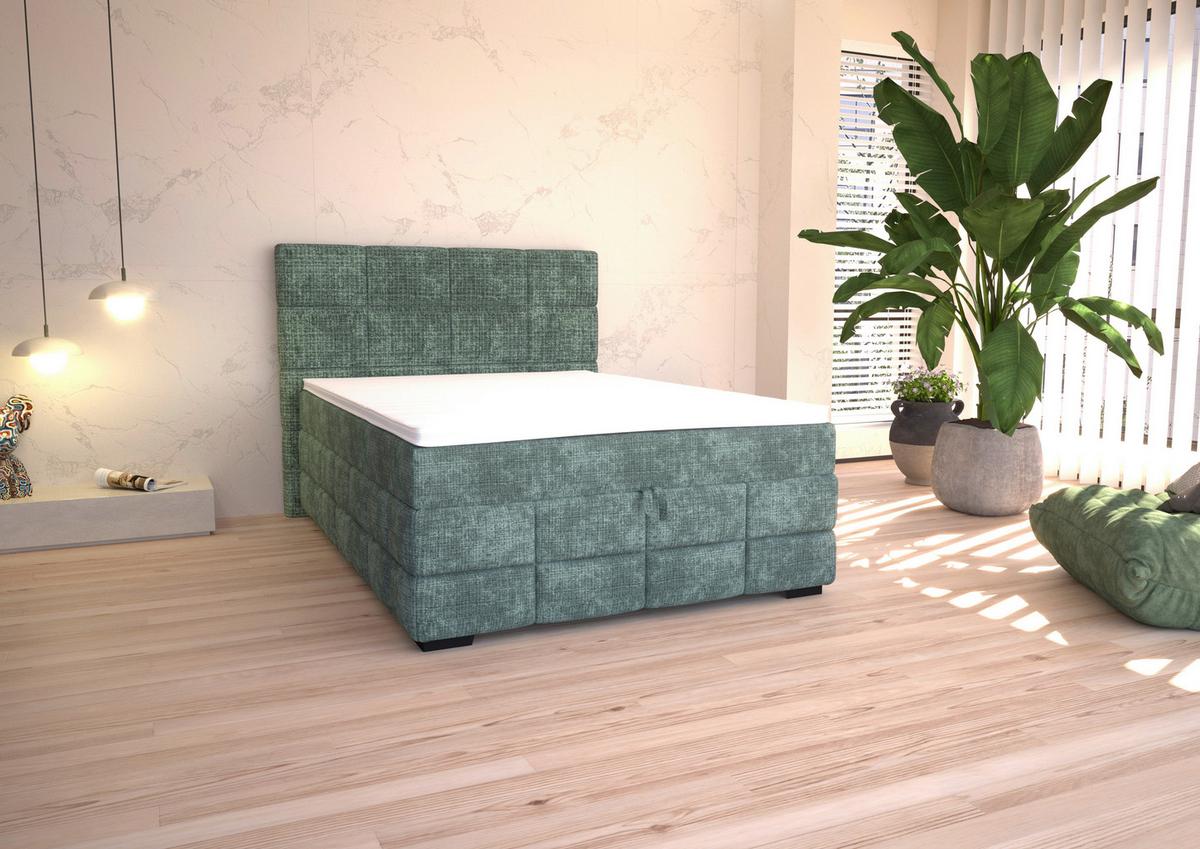Polsterbett Vega Grün, Lf: 140 X 200 Cm - Grün, Trend, Holz/Textil (140/200cm)