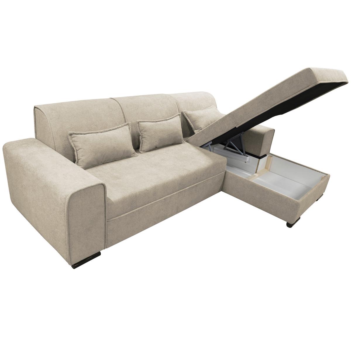 Ecksofa Classic Beige 270x175 cm - Beige/Schwarz, Design, Textil (270/175cm) - MID.YOU