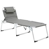 Sonnenliege Klenia Aluminium, Textil Mit Kissen - Grau, MODERN, Textil/Metall (70/45/95/200cm) - Ondega