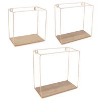 WANDREGALSET ANCONA - Eichefarben/Goldfarben, MODERN, Holzwerkstoff/Metall (32/27/22/32/27/22/12cm)