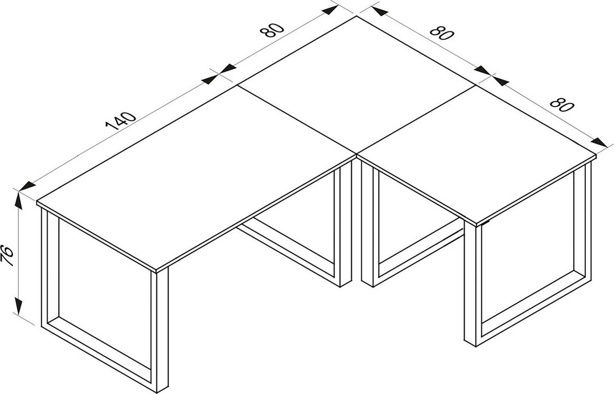 Eckschreibtisch Lona Weiß B: 80 cm - Silberfarben/Weiß, MODERN, Holzwerkstoff/Metall (220/80/76cm) - MID.YOU