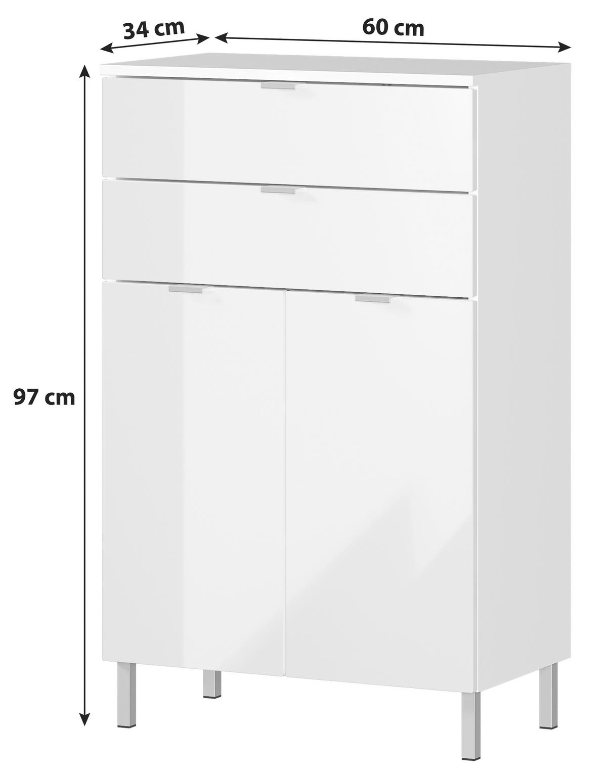 Kommode Soft-Close-System 60 cm Mauresa Graphit/Weiß - Chromfarben/Graphitfarben, KONVENTIONELL, Holzwerkstoff (60/97/34cm) - Germania