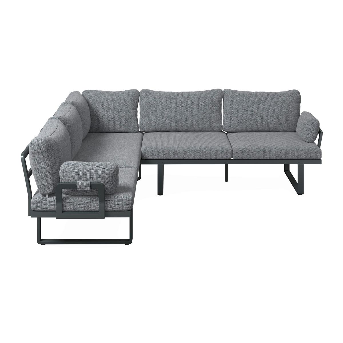 Loungegarnitur Cannes - Dunkelgrau/Anthrazit, MODERN, Kunststoff/Textil (202/236cm) - Beldano