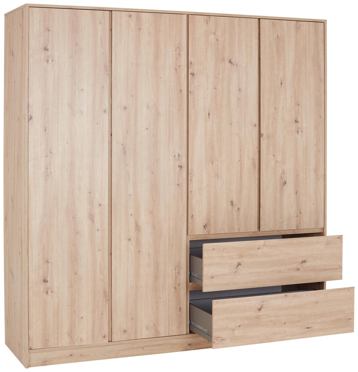 Kleiderschrank Basit - Eiche Artisan, KONVENTIONELL, Holzwerkstoff (195/205,5/56,6cm)