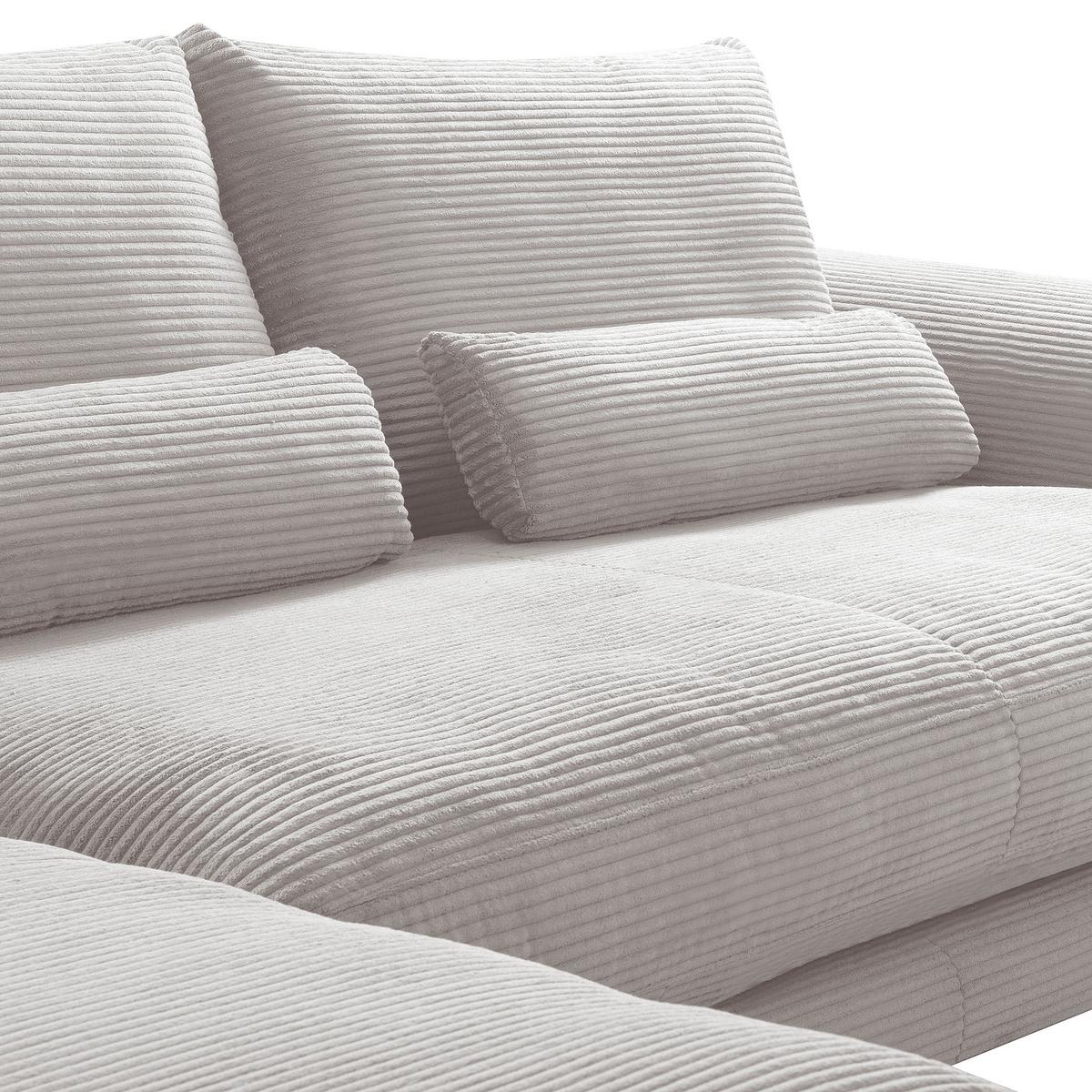 Ecksofa Berlin Cord Hellgrau 172x313 cm - Hellgrau/Schwarz, Design, Textil (172/313cm) - P & B