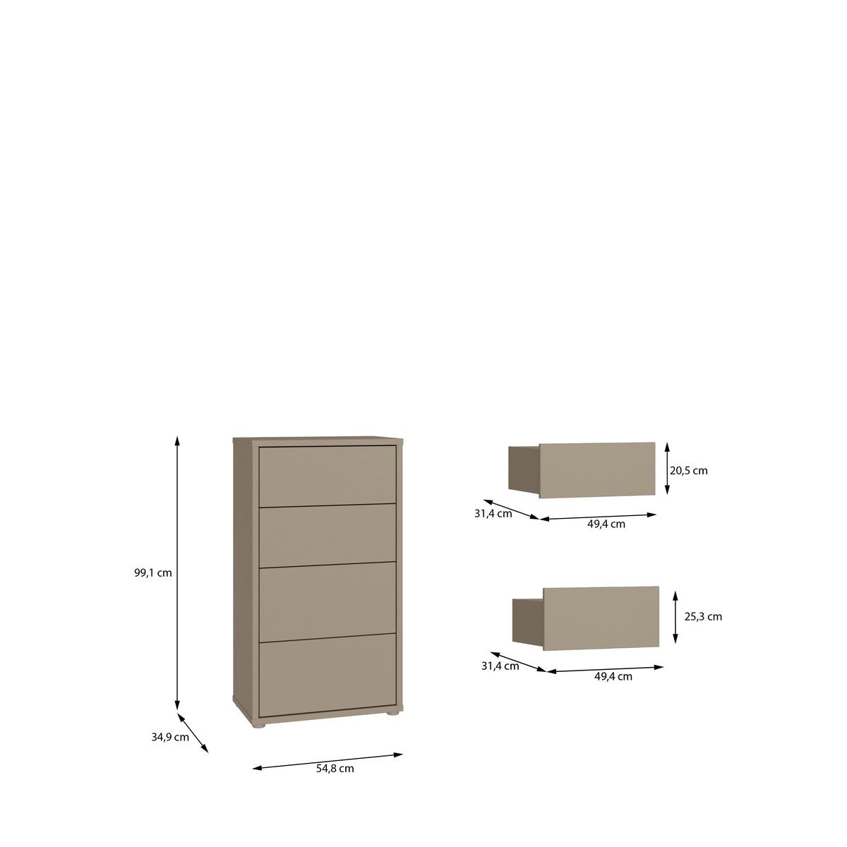 KOMODA ALICE SPRINGS - béžová hnědá, Moderní, kompozitní dřevo (54,8/99,1/34,9cm)