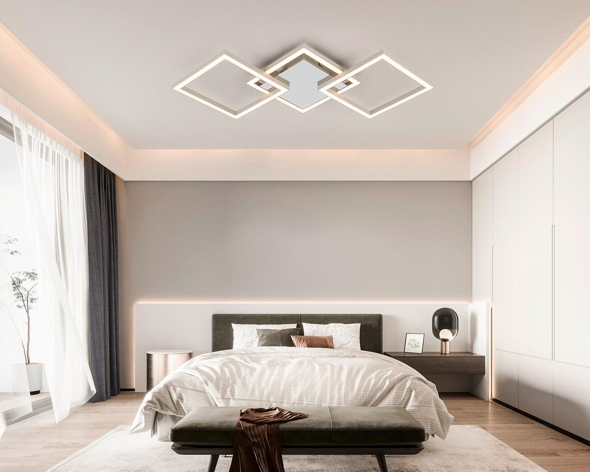 Led Mennyezeti Lámpa Nilya - krómszínű/homokszínű, Modern, műanyag/fém (63/27,5/4,5cm) - Luca Bessoni