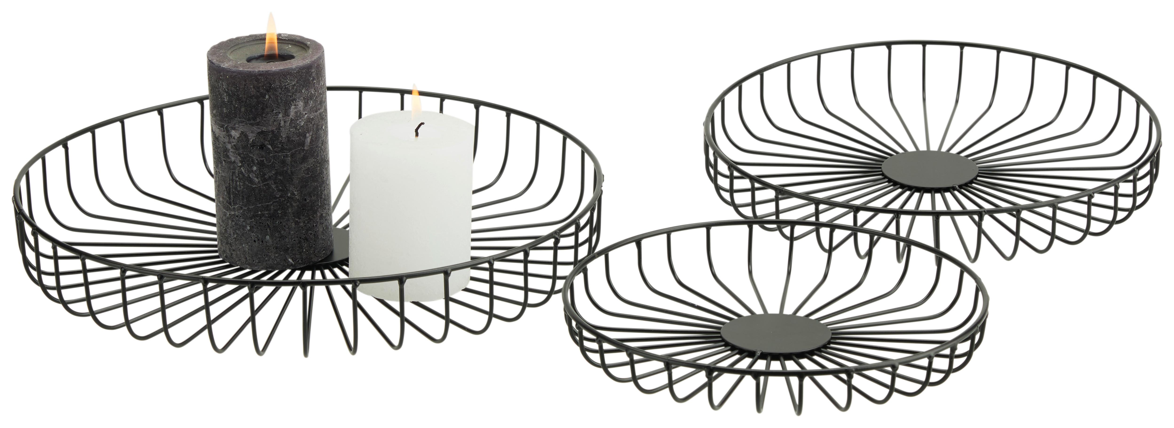 Dekorační miska Petra, Ø: 23cm - černá, Basics, kov (23/3cm) - Modern Living