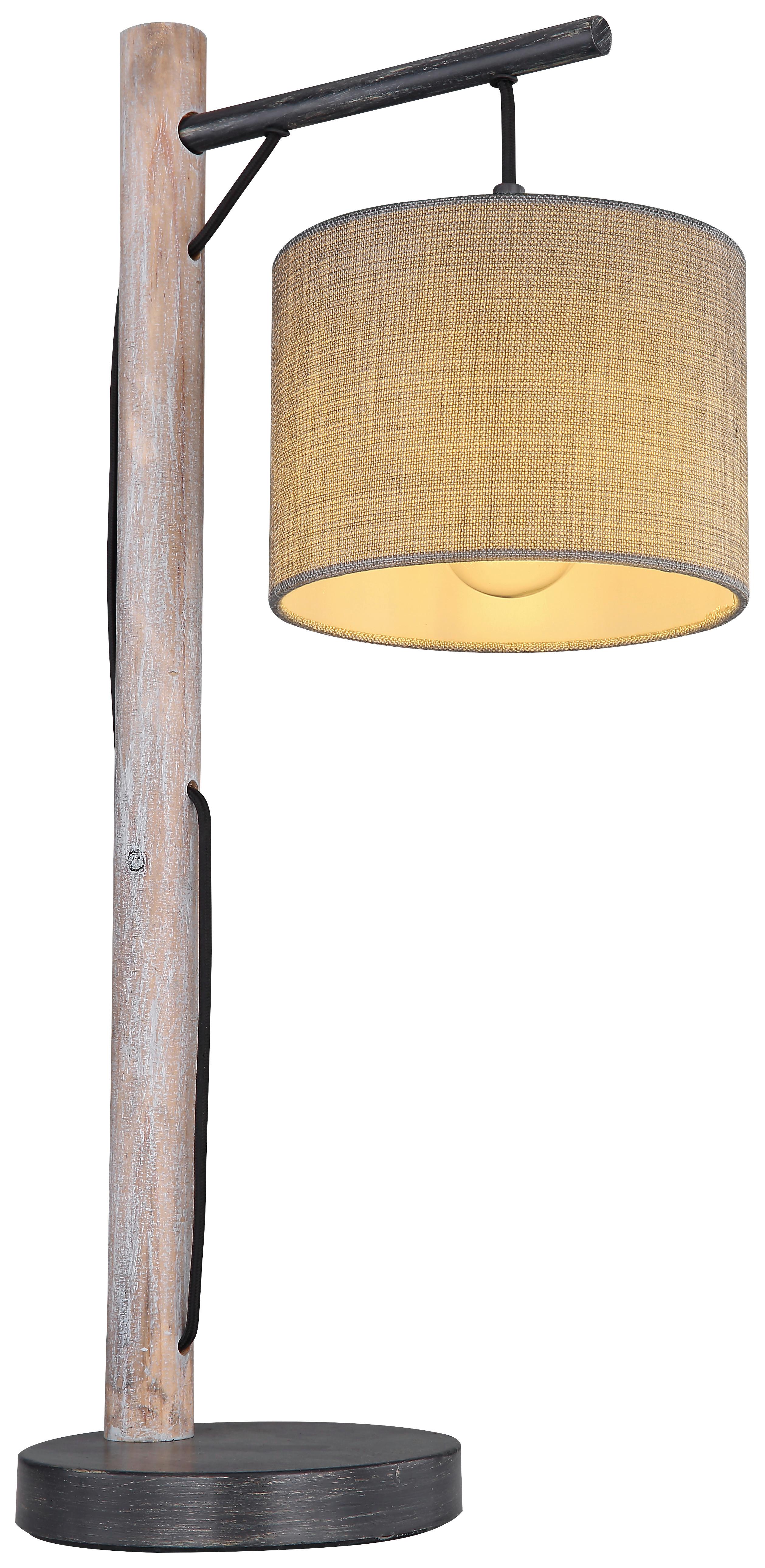 Stolná Lampa Sivá Roger Drevo/textil - čierna/sivá, Basics, kov/drevo (28,5/18/59,5cm) - Globo