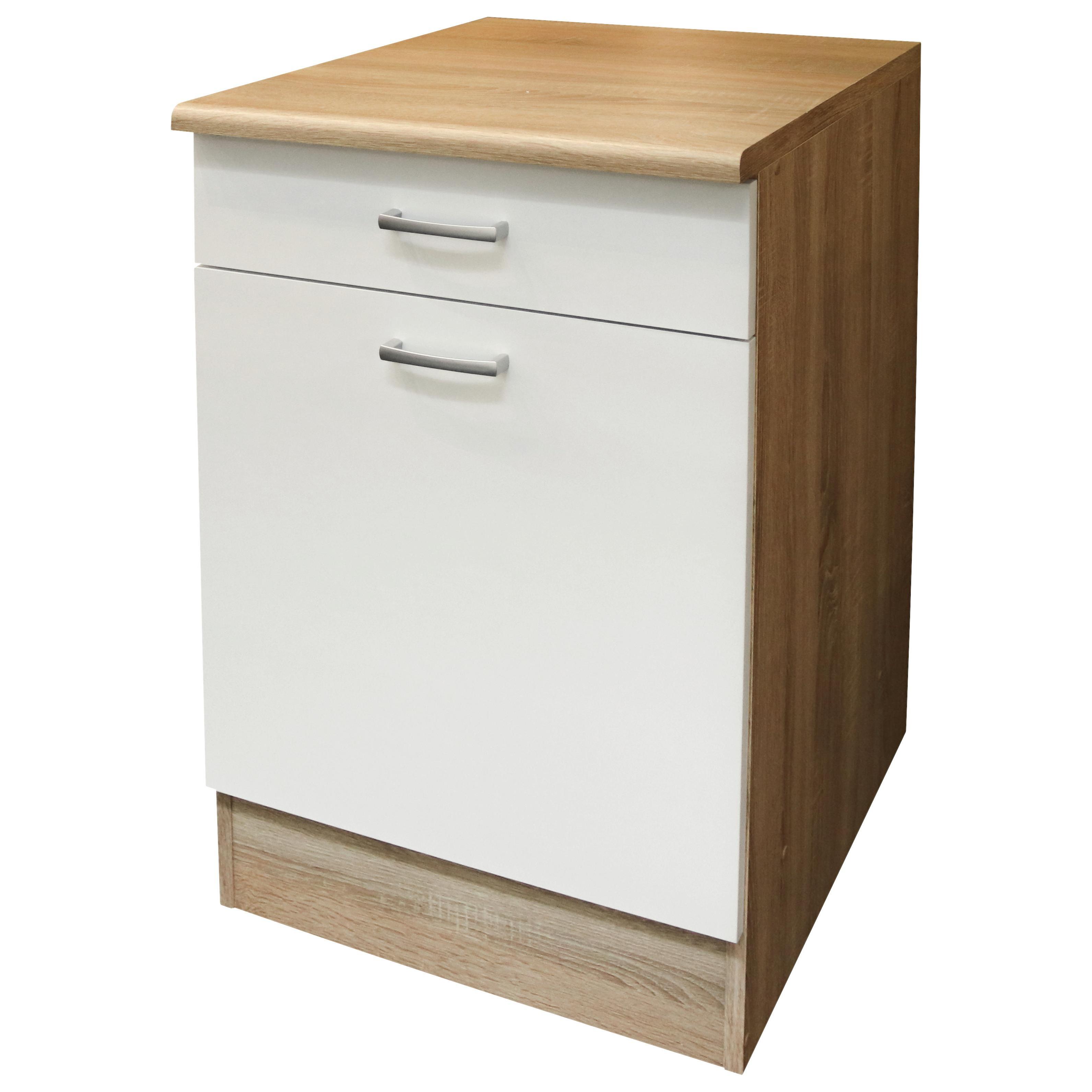 Küchenunterschrank Andy B: 50 cm Eiche Dekor,weiß online kaufen Möbelix
