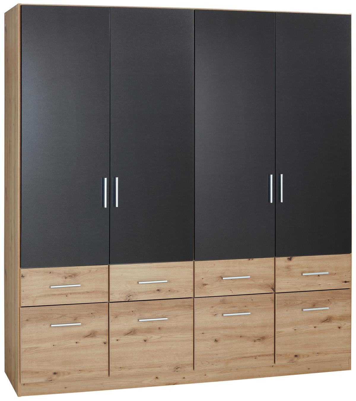 Nyílóajtós Szekrény Celle Extra 181/197 Cm - Artisan tölgy/sötétszürke, Design, faalapú anyag (181/197/54cm)