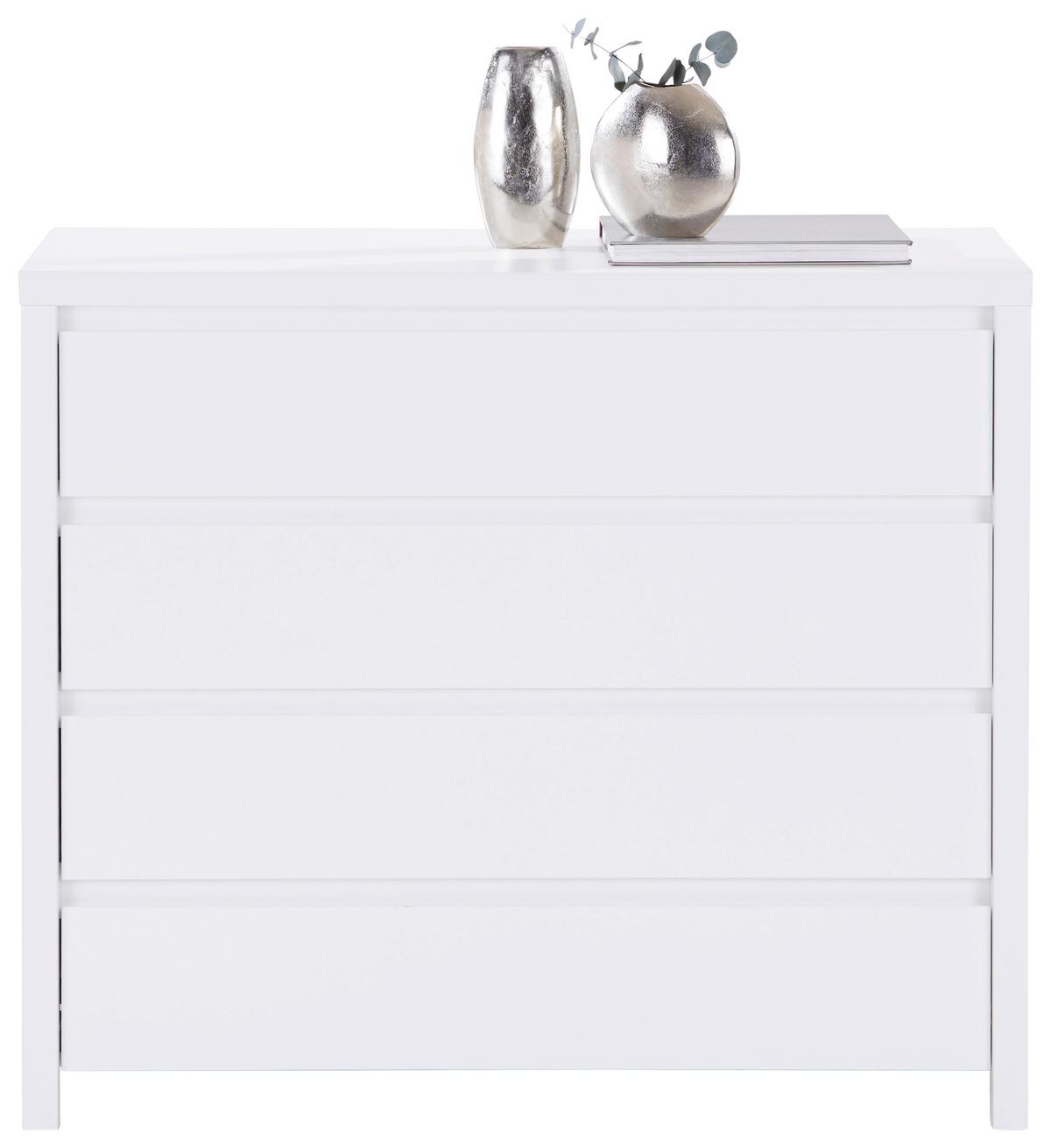 Kommode B: 105 cm Larios, Weiß - Weiß, MODERN, Holzwerkstoff (105/91/40cm)