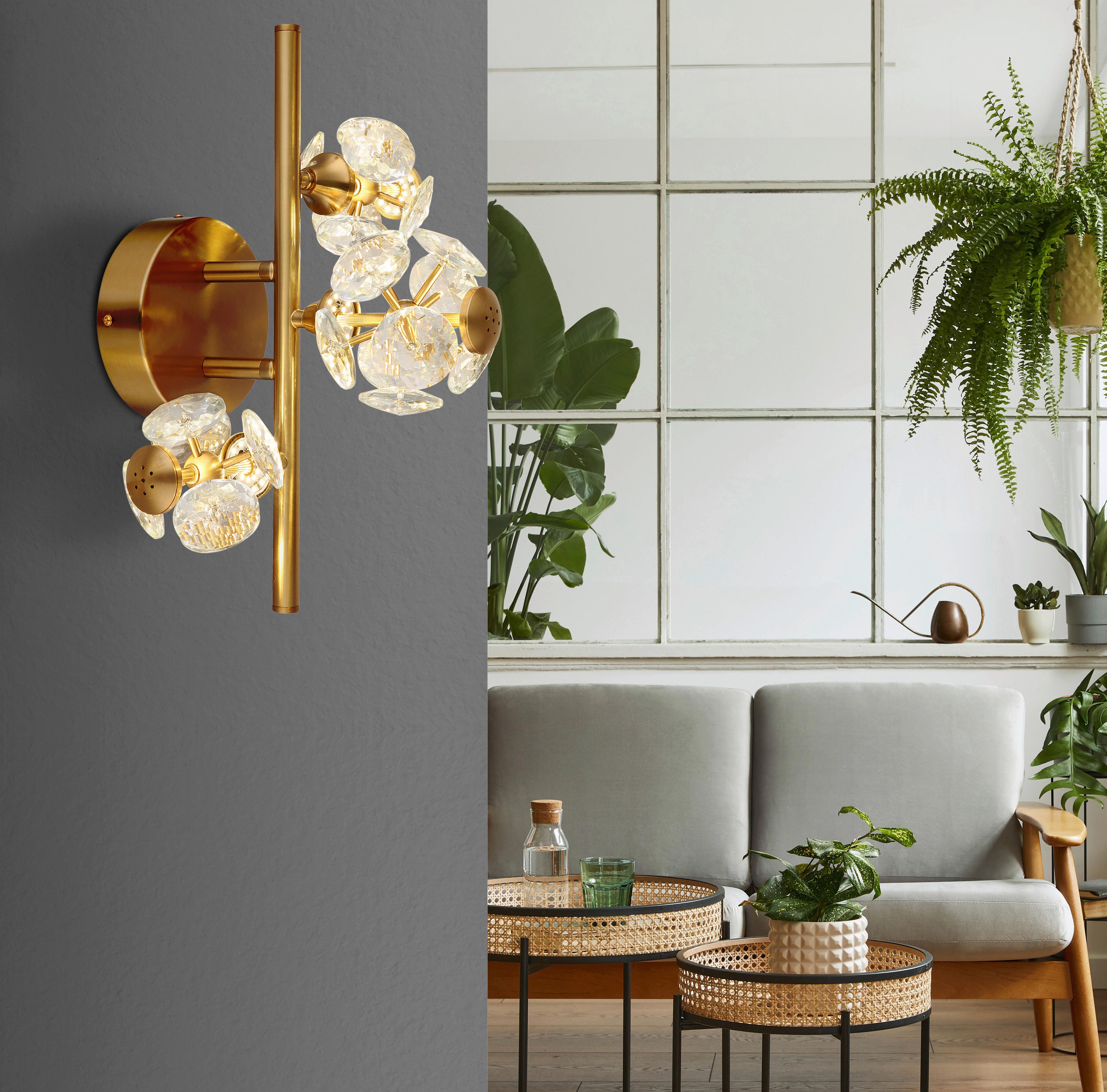 LED-Wandleuchte Virina Klar Goldfarben L: 41 cm - Klar/Goldfarben, KONVENTIONELL, Glas/Metall (41/33/27cm) - Globo