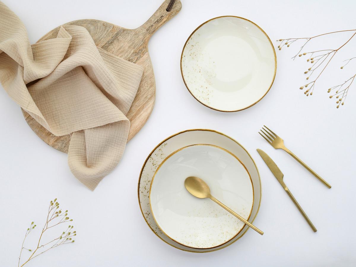 Kombinovaný servis 12- dielny biela/krémová - biela/krémová, Basics, keramika - Creatable
