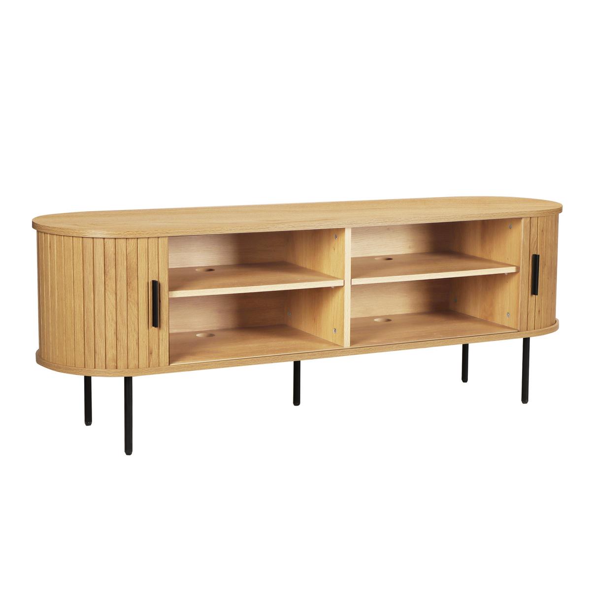 Lowboard Naturfarben B: 150cm - Schwarz/Naturfarben, Design, Holzwerkstoff (150/55/40cm) - Livetastic