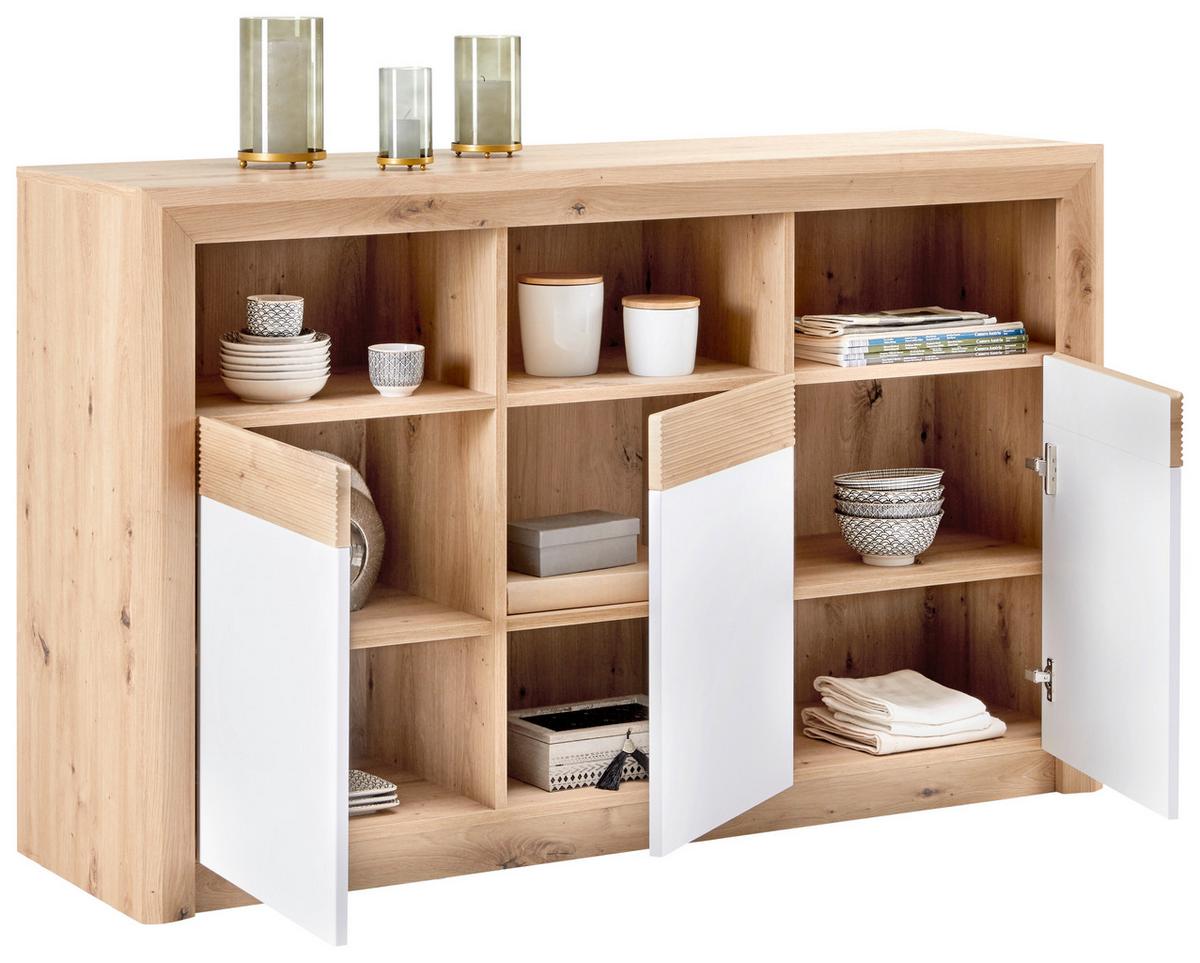 Sideboard M. Soft-close B: 142 Cm Kashmir New, Eiche Dekor - Eichefarben/Schwarz, MODERN, Holzwerkstoff (142/89/41cm) - James Wood