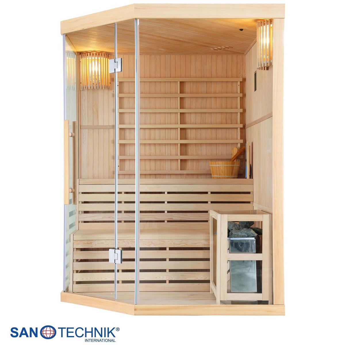 Finnische Sauna Tallinn int. Steuerung, 6-KW-Ofen - Basics, Holz (150/200/150cm)