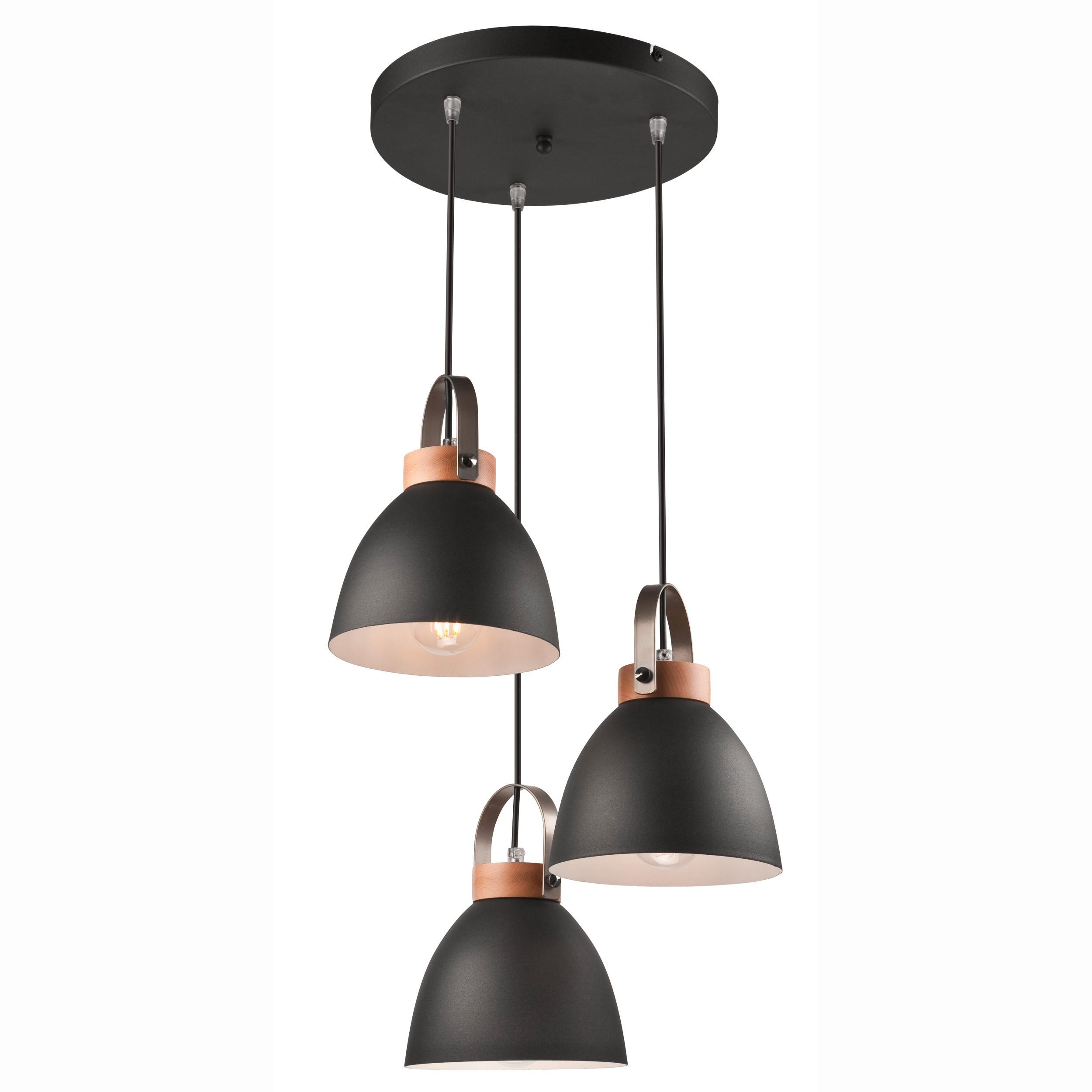 Pendelleuchte Danielle Graphitfarben D: 37cm - Graphitfarben, KONVENTIONELL, Holz/Metall (37/79cm)