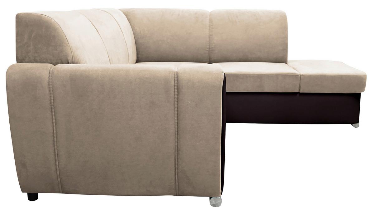 Ecksofa mit Bettkasten Doris Rücken Echt Braun/Beige - Dunkelbraun/Beige, Design, Textil (255/196cm) - MID.YOU
