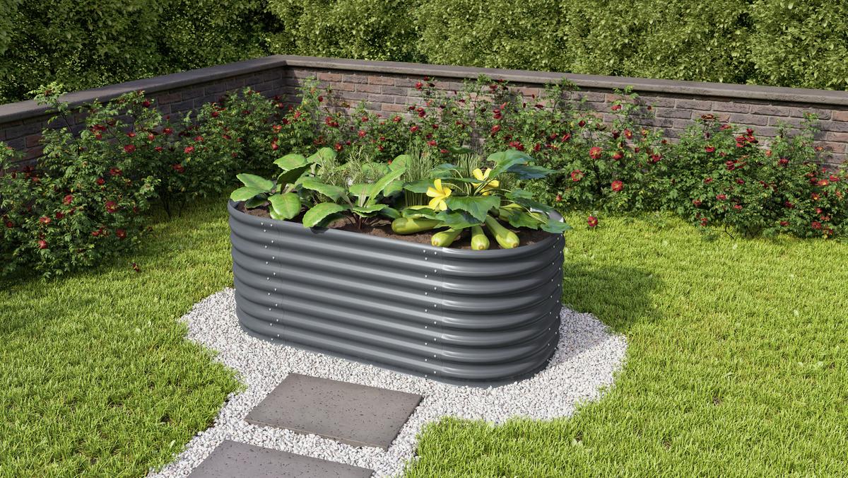 Hochbeet Vita 82,1x63x162,1cm Oval, Anthrazit - Anthrazit, Basics, Metall (82,1/63/162,1cm)