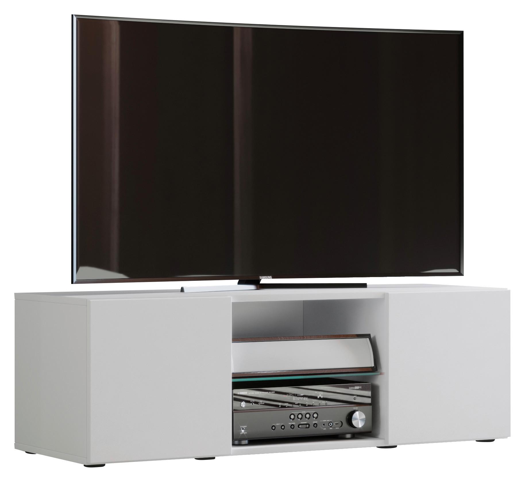 TV-Element Lowina B: 115 cm Weiß - Schwarz/Weiß, KONVENTIONELL, Glas/Holzwerkstoff (115/40/36cm) - MID.YOU