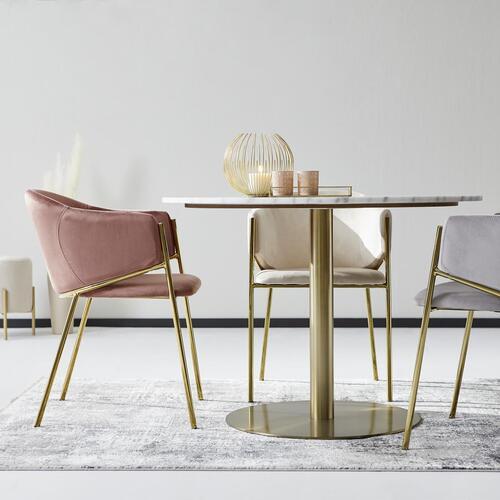 Armlehnstuhl Kronos -Trend Rosa/Gold - Goldfarben/Rosa, Trend, Textil/Metall (53/77/60cm) - Livetastic