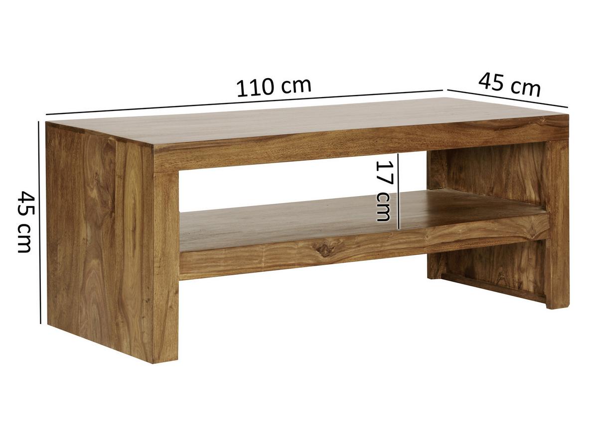 Couchtisch Holz mit Ablagefach Mumbai, Sheesham - Sheeshamfarben, Design, Holz (110/45/45cm) - MID.YOU