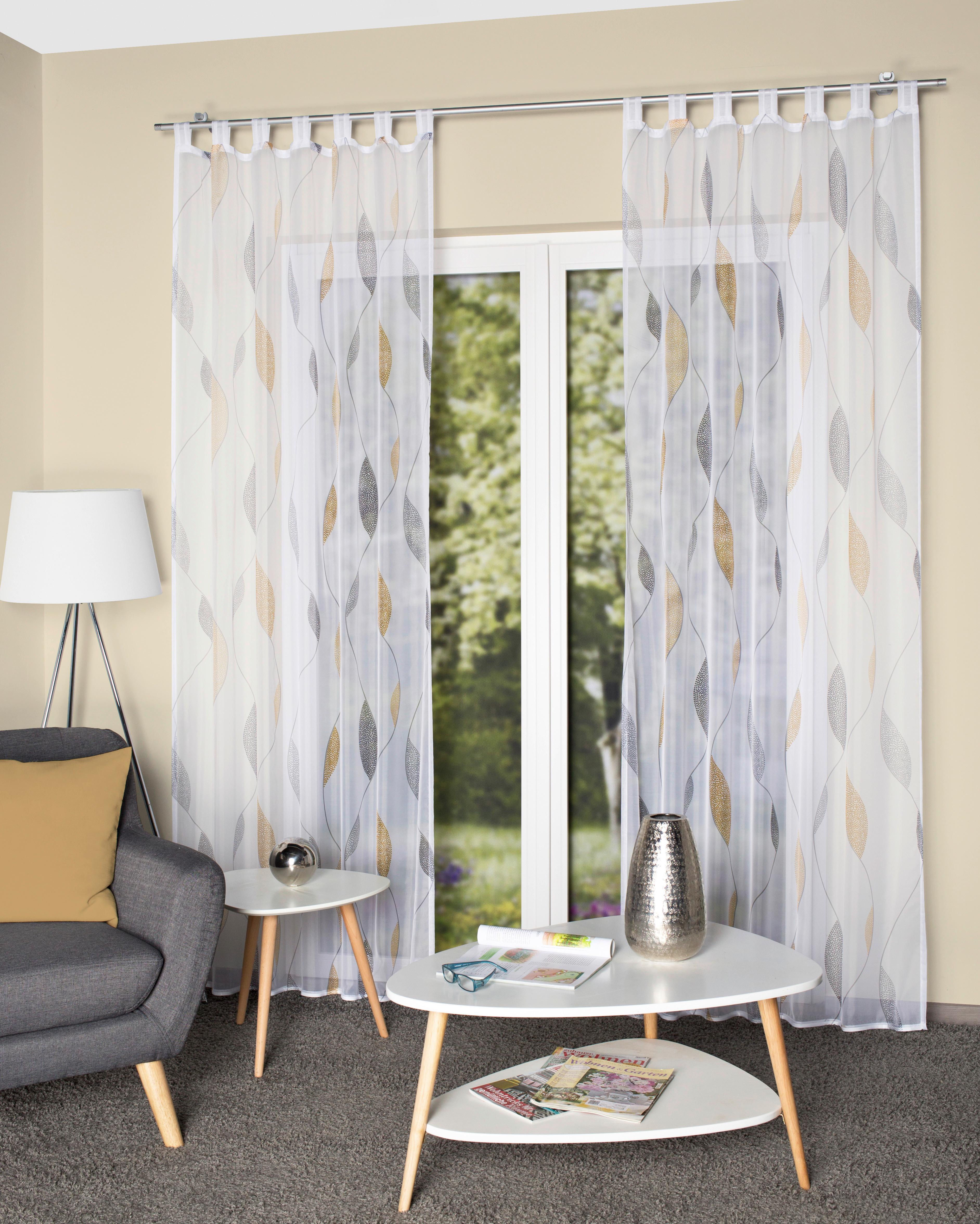 Vorhang mit Schlaufen und Band Paolo 140x255 cm Gelb/Weiß - Gelb/Weiß, MODERN, Textil (140/255cm) - Luca Bessoni