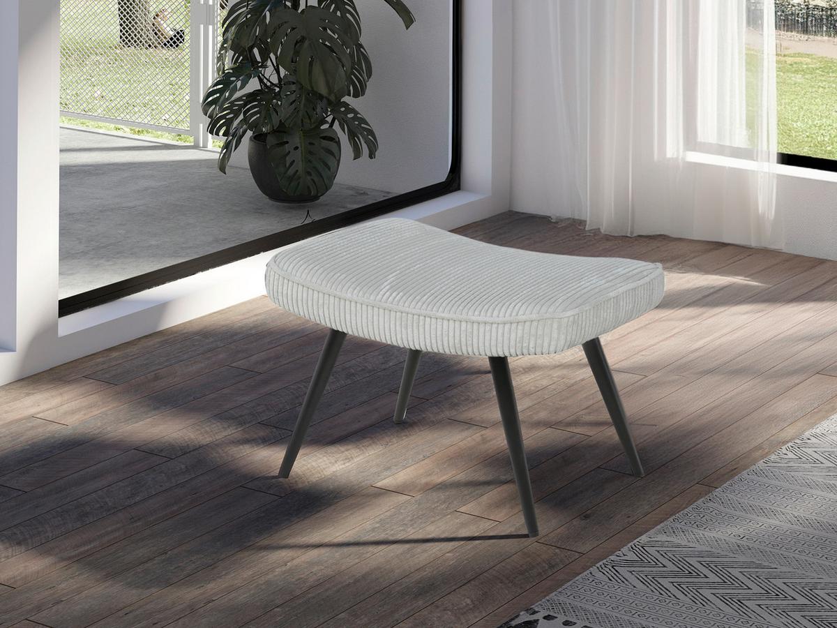 Hocker Uta Elfenbein B: 60 cm - Elfenbein/Schwarz, Basics, Textil (60/39/41cm) - MID.YOU