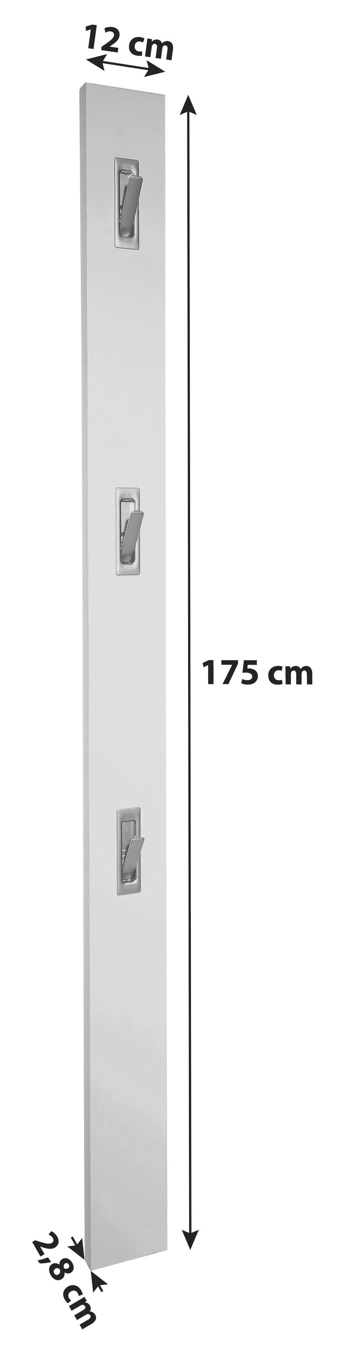 Garderobenpaneel Beton Optik Mit 3 Haken B: 12 cm - Grau, MODERN, Holzwerkstoff (12/175/2,8cm)