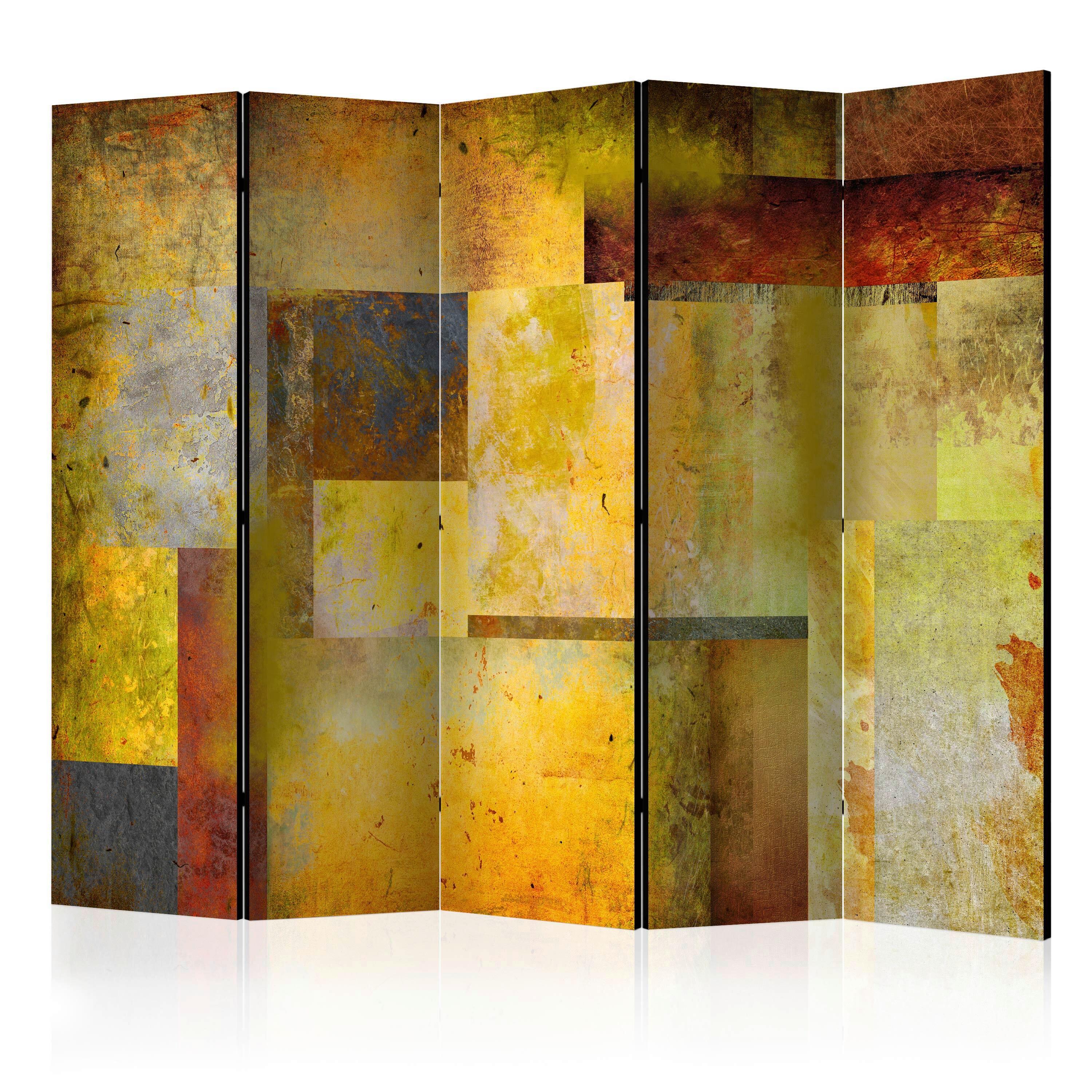 Paravent Multicolor Dunkelgelb B: 225cm - Multicolor/Dunkelgelb, Basics, Holz/Textil (225/172/3cm) - artgeist