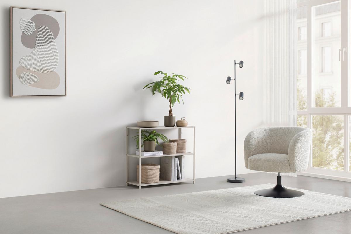 REGÁL BASTIAN II *CENOVÝ TRHÁK* - kašmírová, Modern, kov/kompozitné drevo (77/68/30cm) - Based