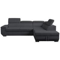 Ecksofa Lars I Cord Anthrazit, Lf: 123x193cm - Chromfarben/Anthrazit, Design, Textil (264/215cm) - Livetastic