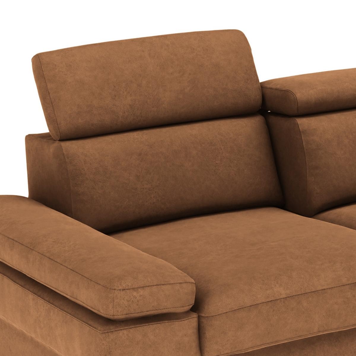 Ecksofa Elvis, Braun S: 259x182 Cm - Silberfarben/Braun, KONVENTIONELL, Textil (259/182cm) - Trendmanufaktur