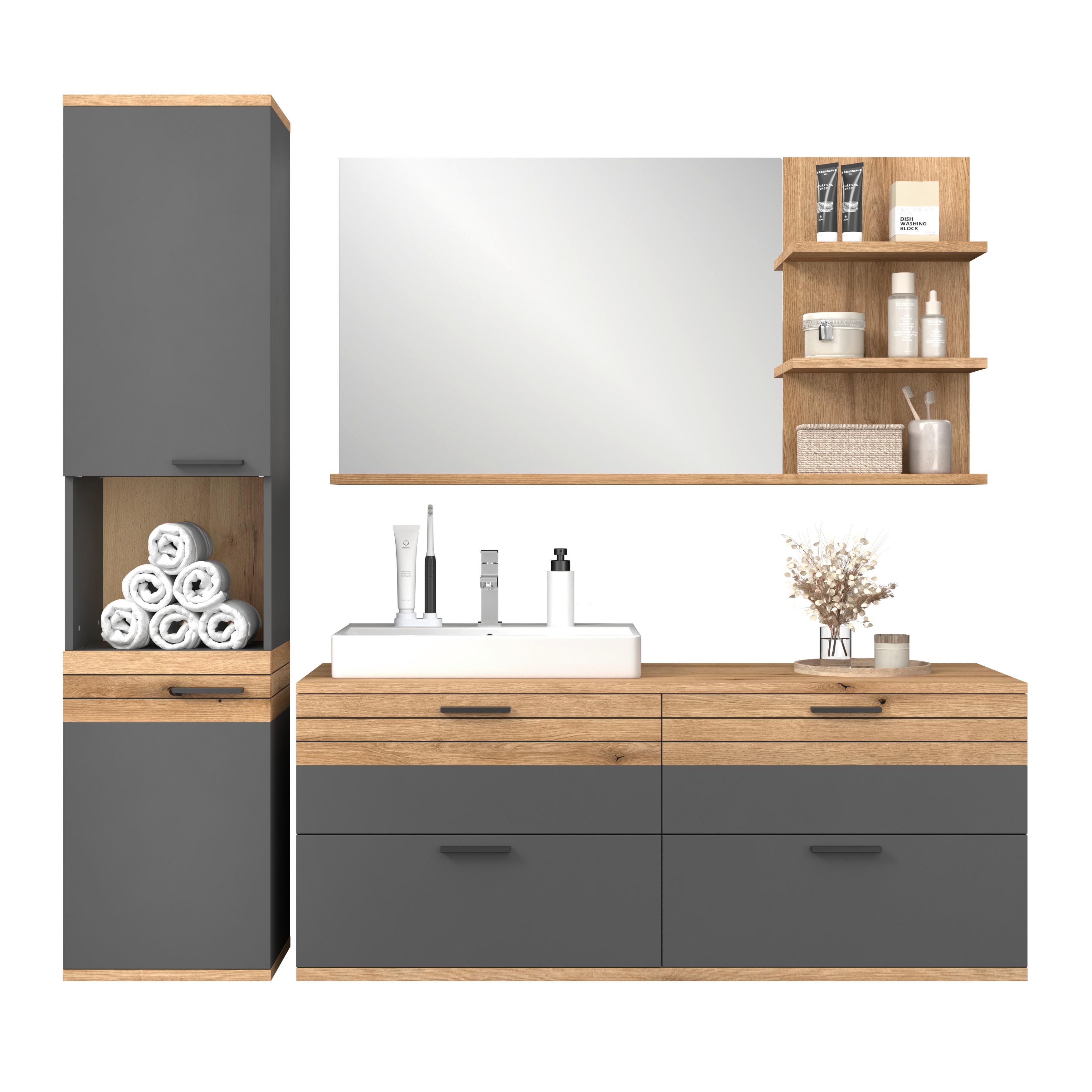 Badezimmer Cotia Cotlu Eiche Dekor/Anthrazit B: 180cm