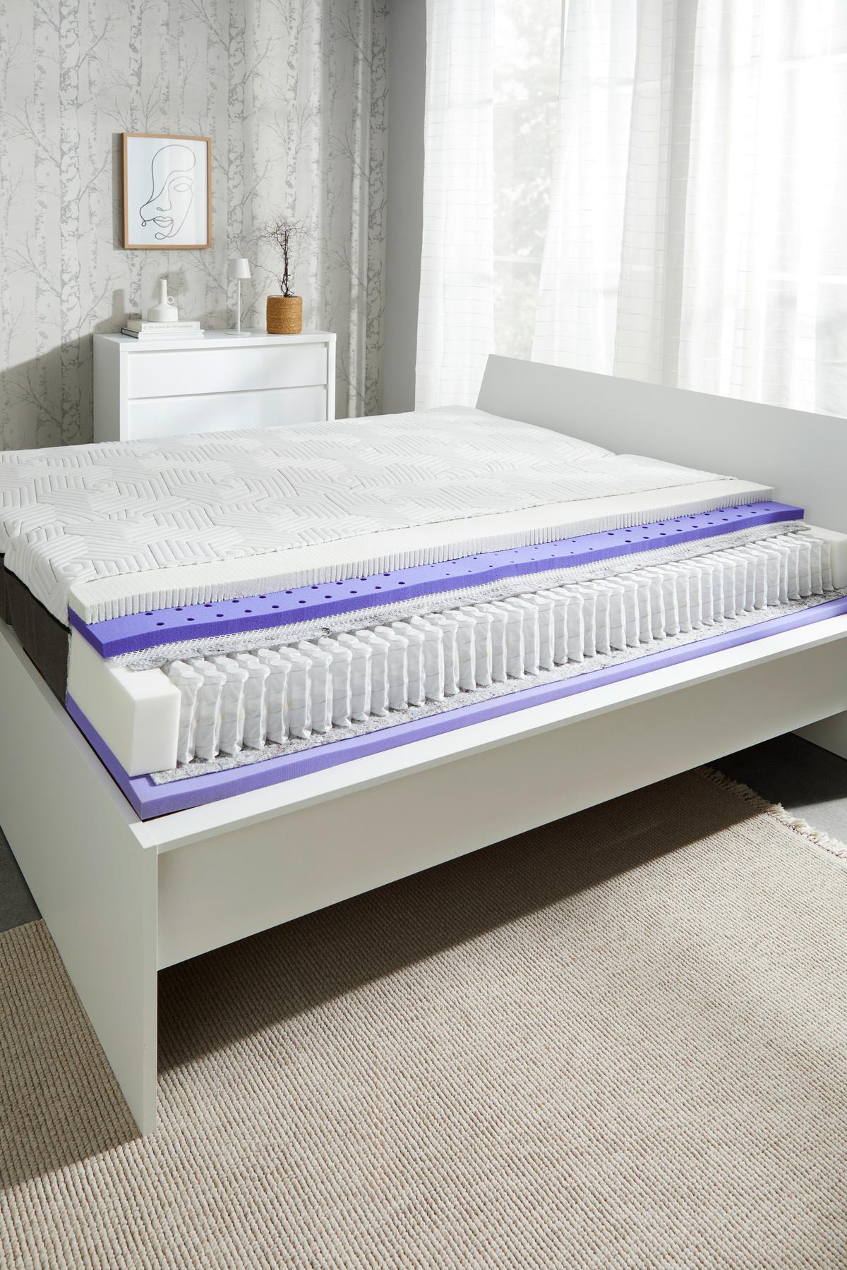 Latexmatratze Euphory 160x200cm Extra Fest - Weiß/Grau, Textil (160/200cm) - Sembella