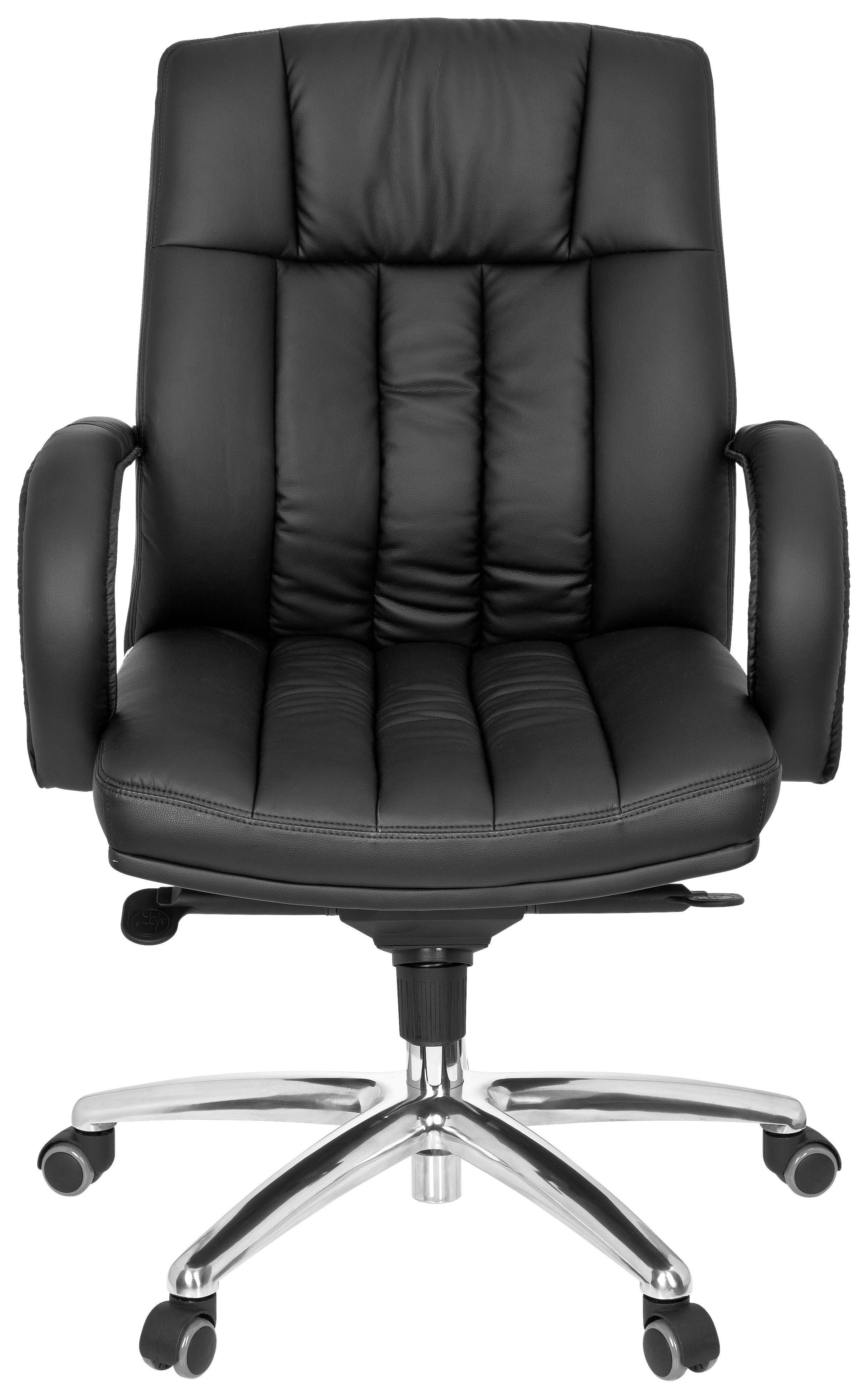 Chefsessel XXL G 100 Lederlook Schwarz Bis 150 Kg - Silberfarben/Schwarz, Basics, Kunststoff/Textil (62/113/59cm) - MID.YOU