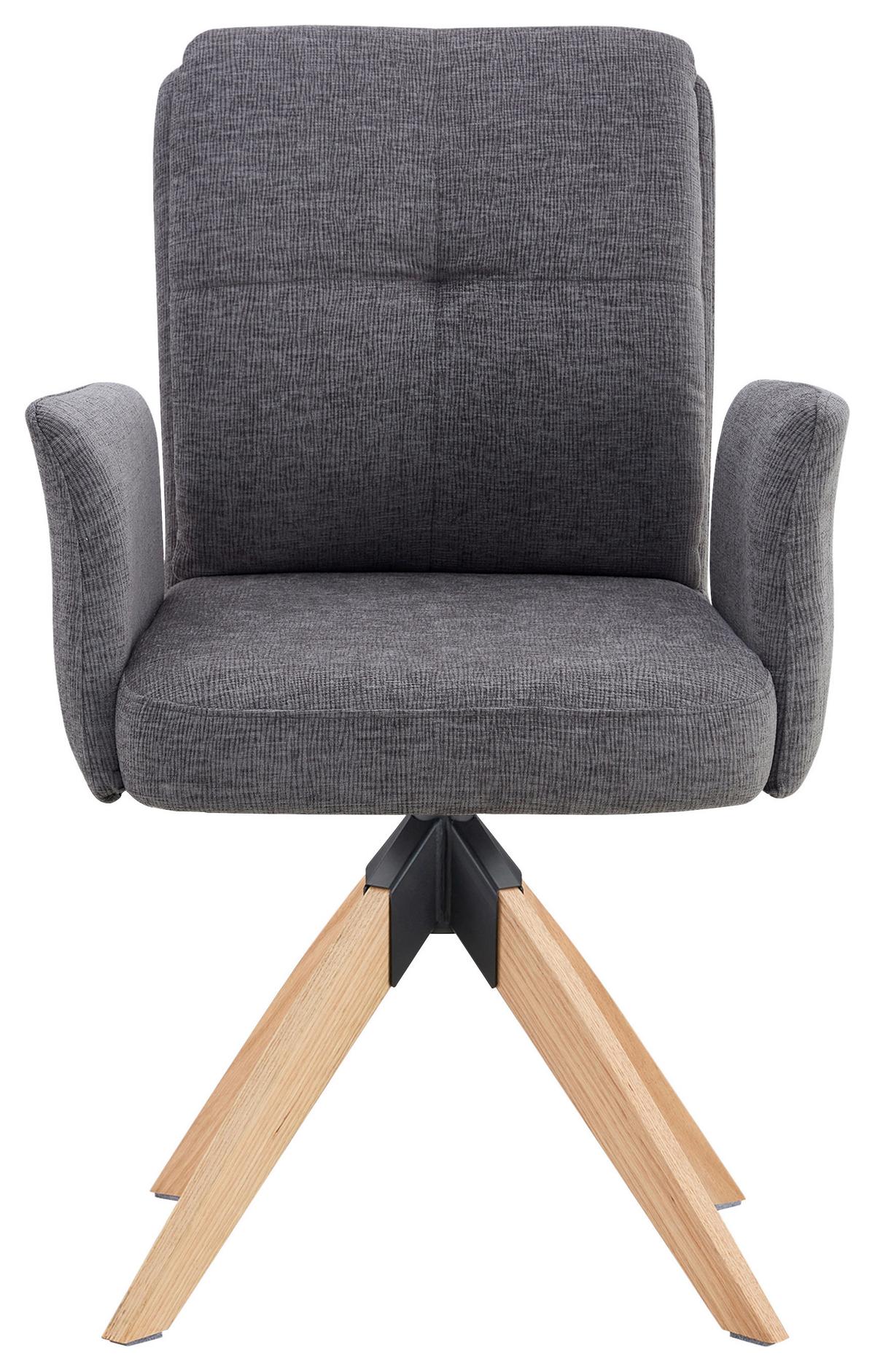 Armlehnstuhl Matei Webstoff grau, B: 60 cm - Naturfarben/Grau, KONVENTIONELL, Holz/Textil (60/94/66cm) - Livetastic