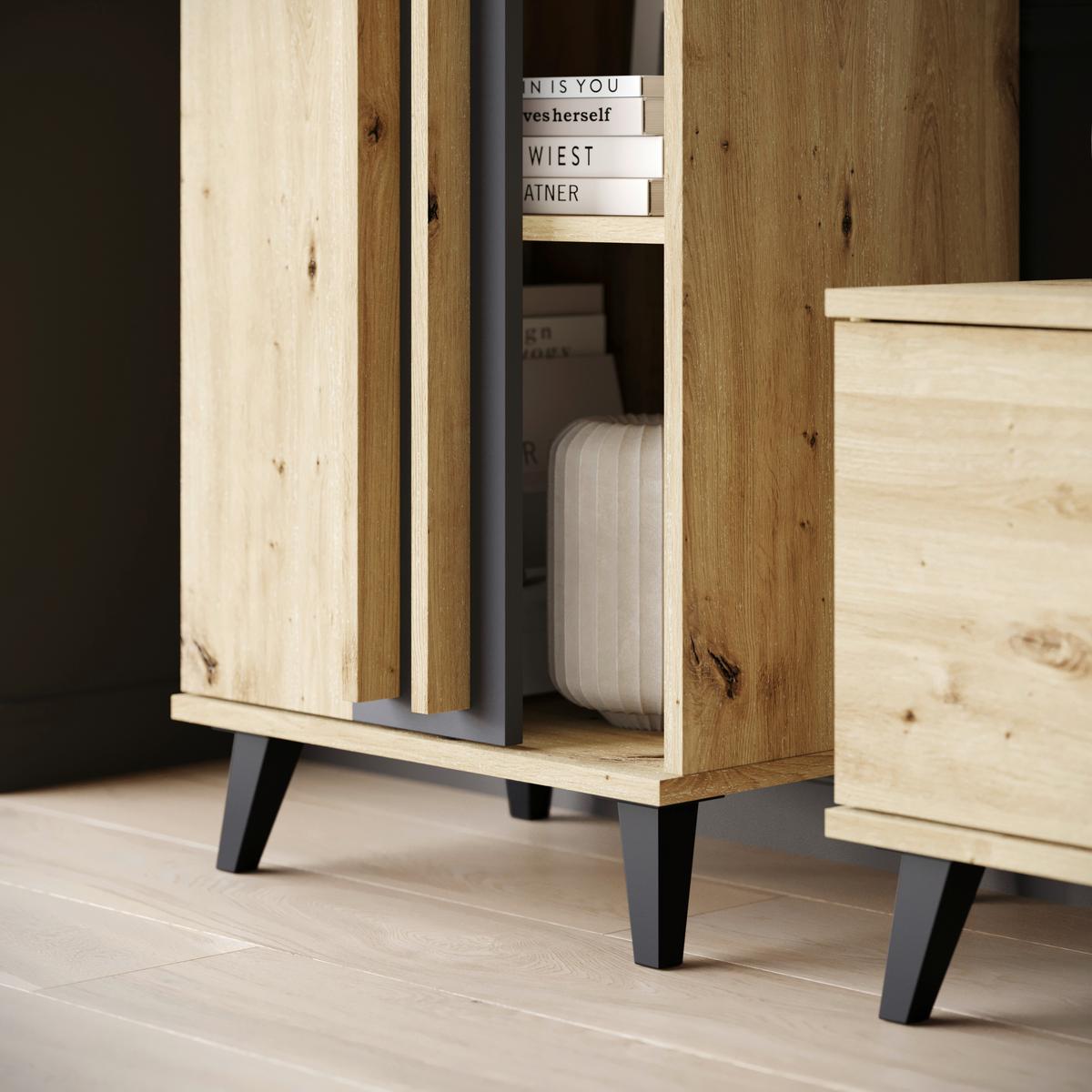OBÝVACIA STENA HELSINKI 01 - čierna/dub artisan, Trend, kompozitné drevo/plast (270/140/33cm)