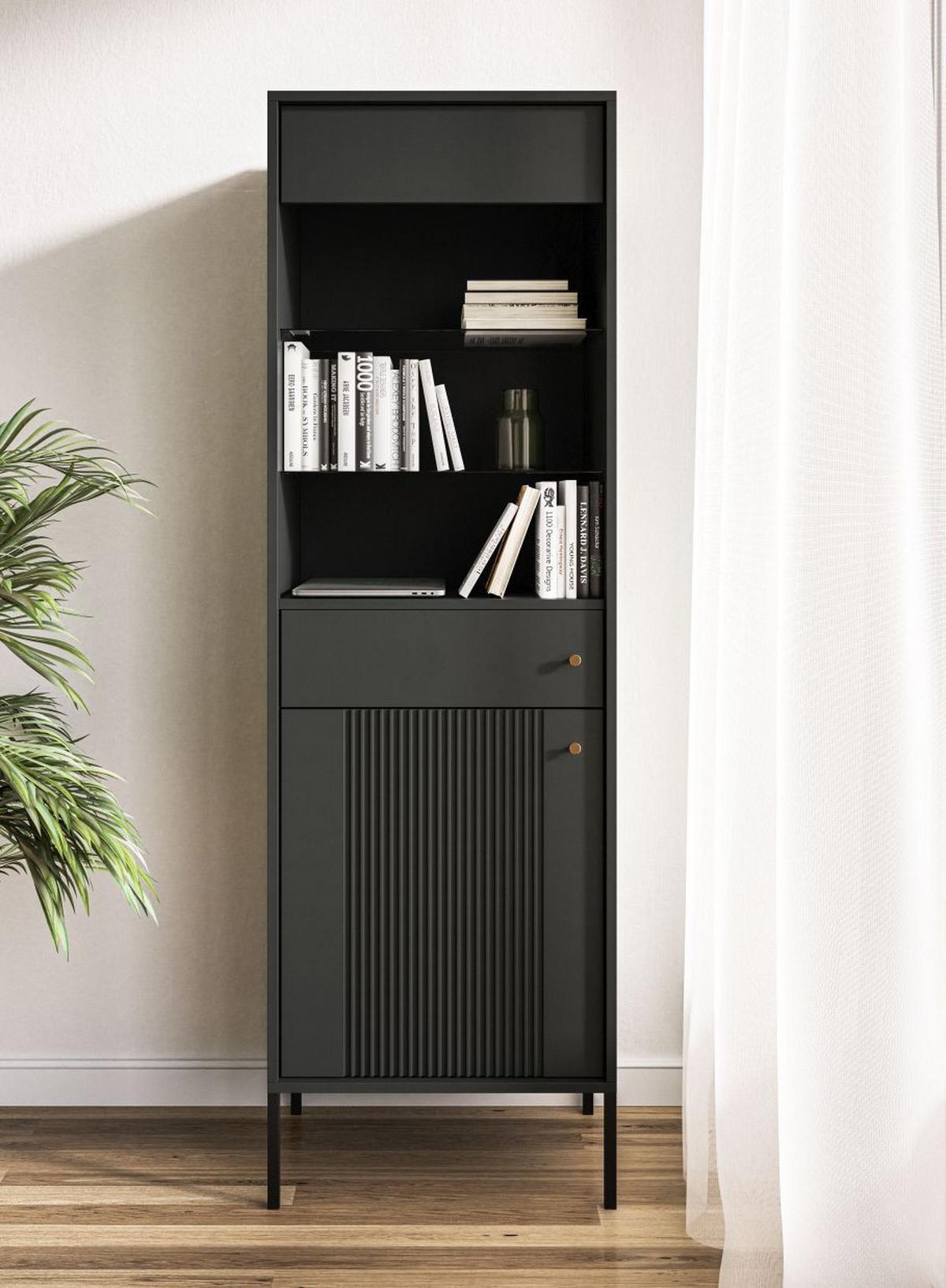 VITRÍNA ISEO BLACK/BLACK/GOLD - Design (104/37/68cm) - Based
